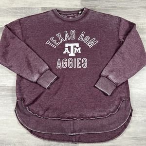 3 Square Sweatshirt Womens Large Texas A&M Aggies Pullover Distressed Maroon Red
